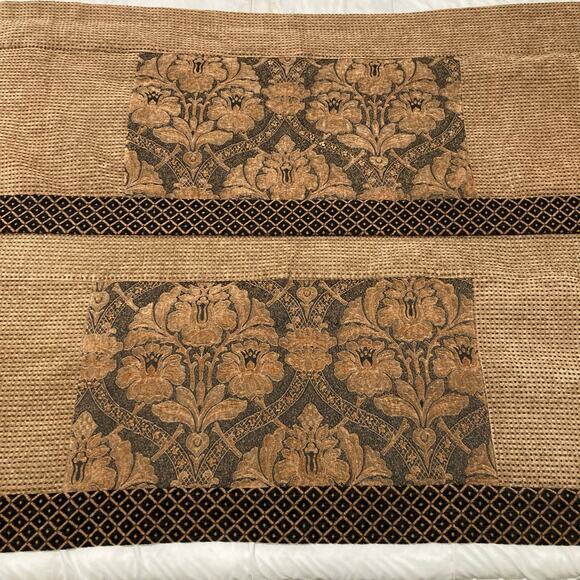 Vintage 1990s Table Runner Set Lot of 2 Brown Gold & Black‎ - Picture 1 of 8